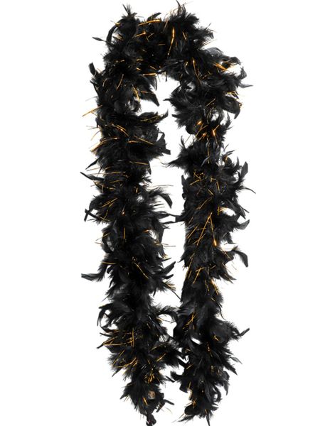 Fjærboa / Feather Boa - Svart og Gull (183 cm)