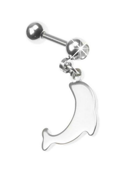 Tragus/Helix med Hengende Delfin & Klar Sten