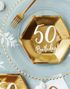 6 stk Gullfarget Sekskantet 50th bursdagstallerkener 20 cm