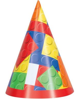 8 stk LEGO inspirerte Partyhatter 15 cm