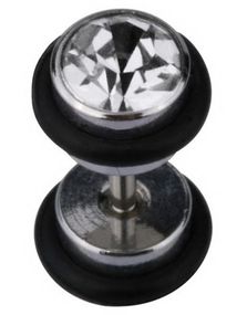 Fake Piercing med To Kuler & Hvite Stener