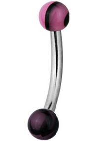 Magic Pink and Black Stone - 1.2 x 8 mm Øyenbrynspiercing
