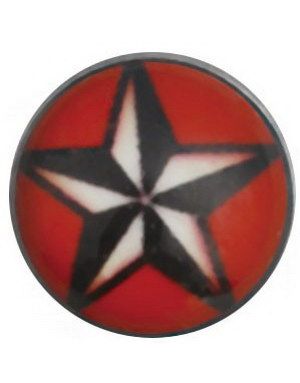 Special Star Rød/Sort/Hvit - Dermal Anchor 4 mm Kule med 1,2 mm gjenger